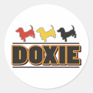 DOXIE-Word-COLOR Classic Round Sticker