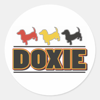 DOXIE-Word-COLOR Classic Round Sticker