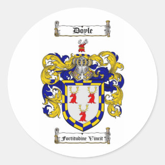 DOYLE FAMILY CREST -  DOYLE COAT OF ARMS CLASSIC ROUND STICKER