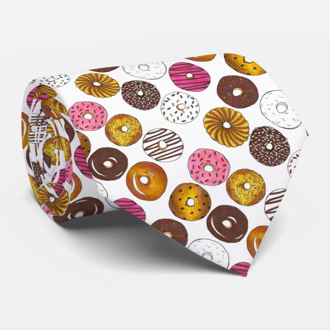 Dozen Doughnuts Doughnut Breakfast Novelty Junk Fo Tie (Rolled)