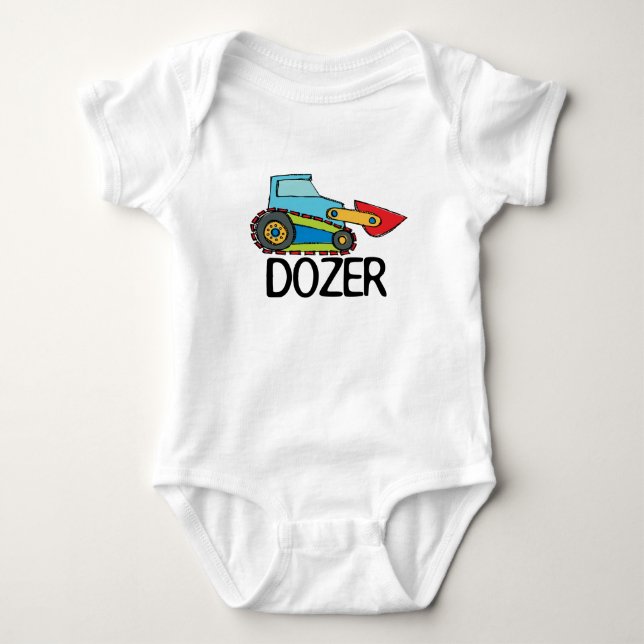 Dozer Bulldozer Transportation Baby Bodysuit (Front)