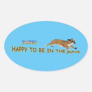 Dozer is happy to be in the race! oval sticker