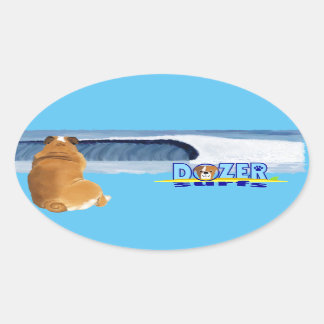 Dozer thanks the ocean. oval sticker
