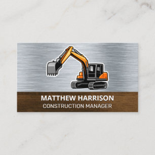 Dozer Vehicle   Metal Wood Business Card