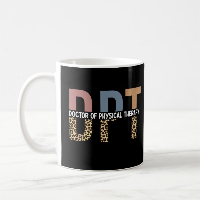 DPT Doctor of Physical Therapy Cheetah Typography Coffee Mug (Left)