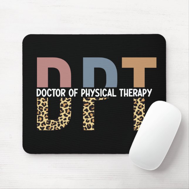 DPT Doctor of Physical Therapy Cheetah Typography Mouse Mat (With Mouse)