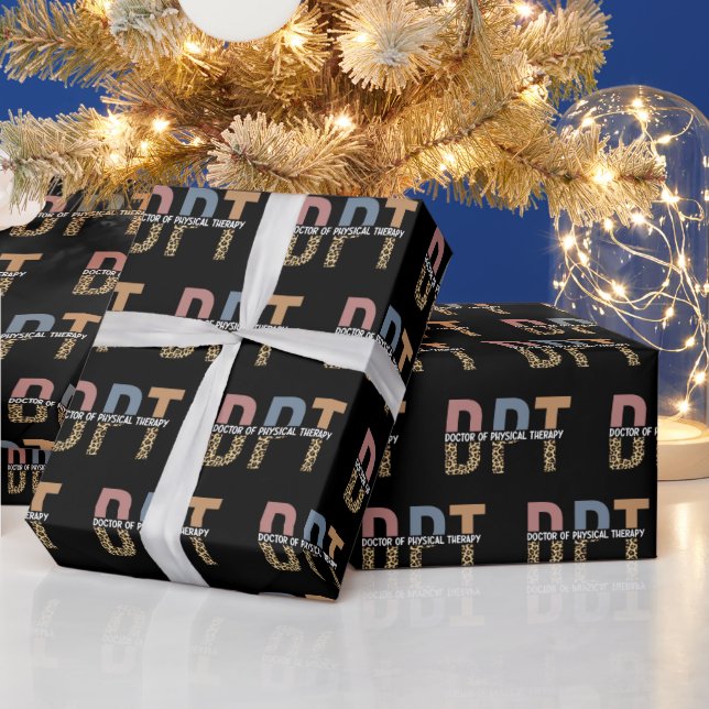 DPT Doctor of Physical Therapy Cheetah Typography Wrapping Paper (Holidays)