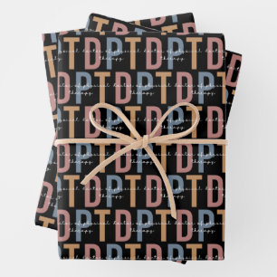 DPT Doctor of Physical Therapy Retro Pattern Wrapping Paper Sheet