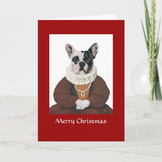 DR030 French Bulldog, Merry Christmas Holiday Card (Front)