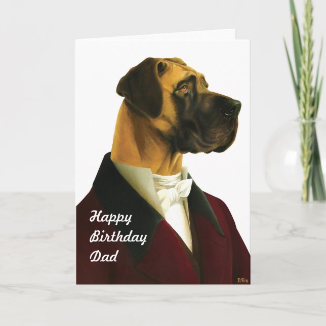 DR032 Great Dane, HappyBirthdayDad card (Front)