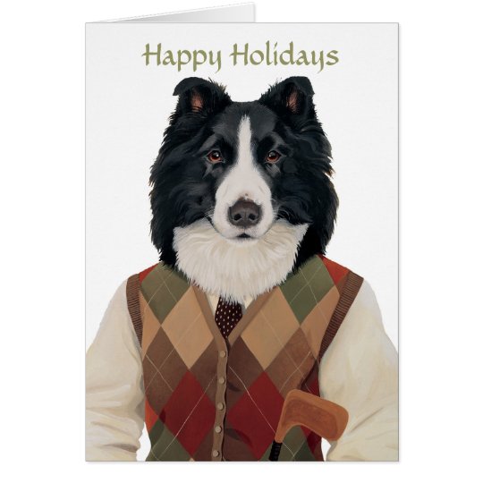 DR132 Border Collie, Happy Holidays card