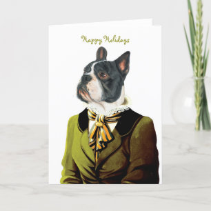 DR201 Boston Terrier, Happy Holidays Holiday Card