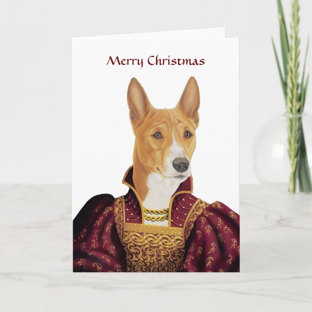 DR208 Basenji, Merry Christmas card (Front)