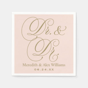 Dr. and Dr. Antique Gold and Blush Pink Monogram Napkin