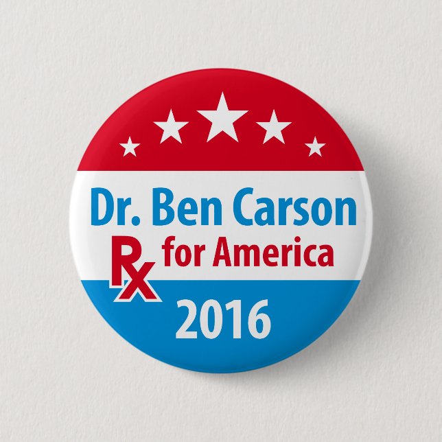 Dr. Ben Carson 2016 - Prescription for America 6 Cm Round Badge (Front)