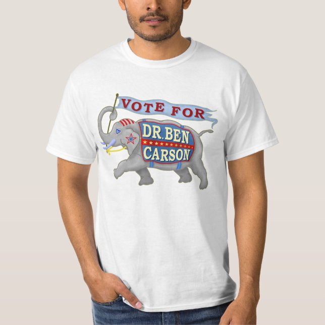 Dr Ben Carson 2016 President Republican Elephant T-Shirt (Front)