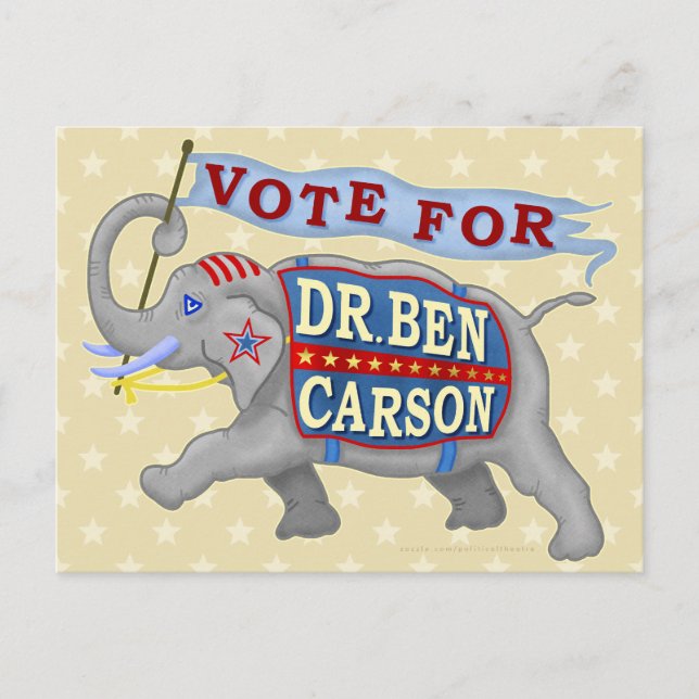 Dr Ben Carson President 2016 Republican Elephant Postcard (Front)