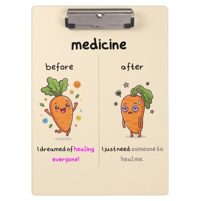 Dr. Carrot Before & After Medicine Funny Medical C Clipboard (Front)