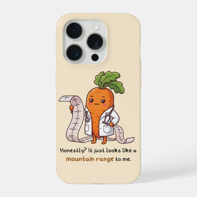 Dr. Carrot ECG Mountain Range Funny Medical Phone  iPhone Case (Back)