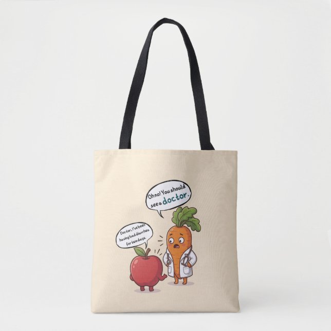Dr. Carrot Series Funny Medical Pun Tote Bag  (Front)