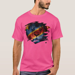 Dr Congo Flag And African Lion Picture - Congolese T-Shirt