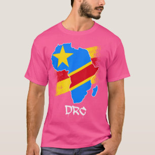 Dr Congo Flag In Africa Map Love Rdc Drc Republic  T-Shirt