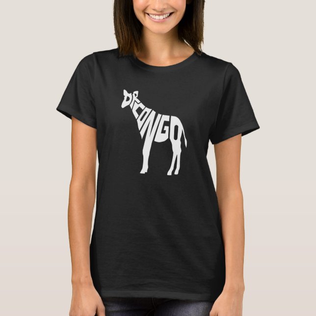 DR Congo Okapi Word  Forest Giraffe T-Shirt (Front)