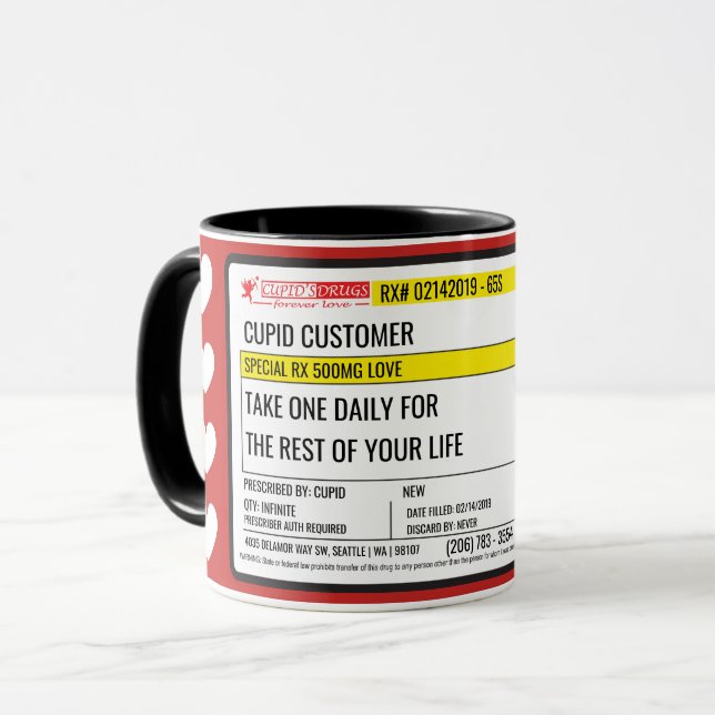 Dr. Cupid's Valentine Love Prescription Mug (Front Left)
