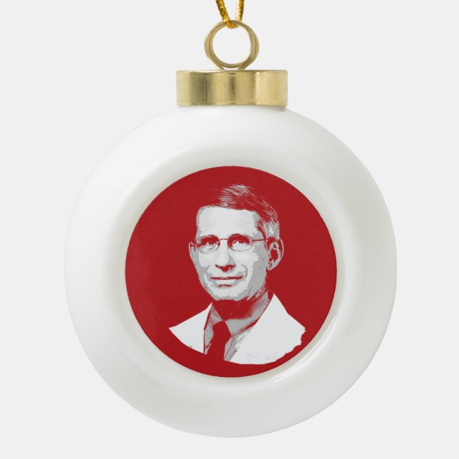 DR FAUCI CERAMIC BALL CHRISTMAS ORNAMENT (Front)