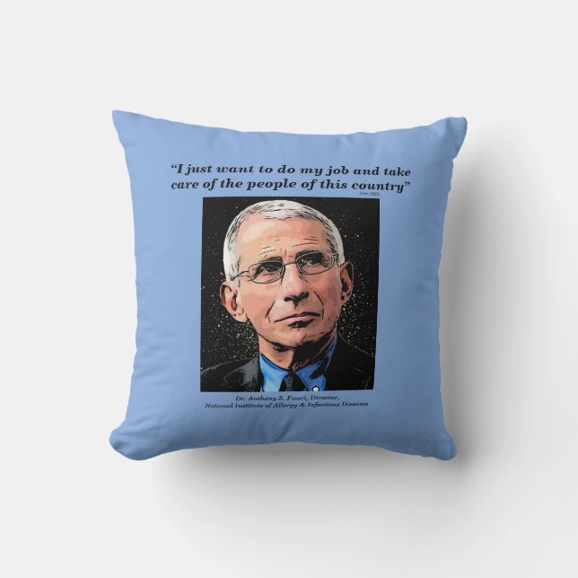 Dr. Fauci, quote, blue, 2-sided, quote Cushion (Front)
