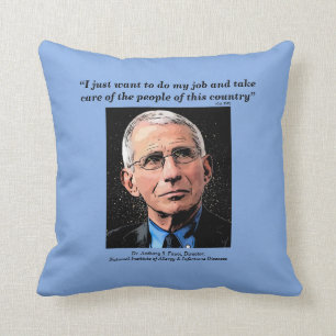 Dr. Fauci, quote, blue, 2-sided, quote Cushion