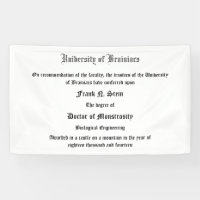 Dr. Frank N. Stein's diploma banner