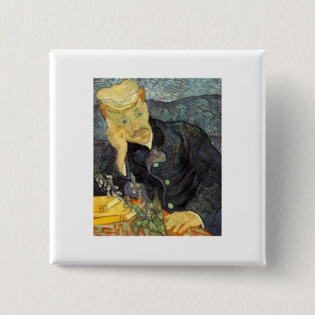 Dr. Gachet - Van Gogh - c1890 15 Cm Square Badge (Front)