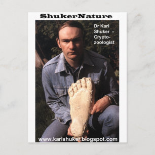 Dr Karl Shuker & bigfoot print cast - ShukerNature Postcard