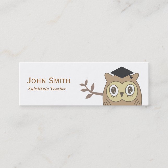 Dr. Owl Substitute Teacher Mini Business Card (Front)