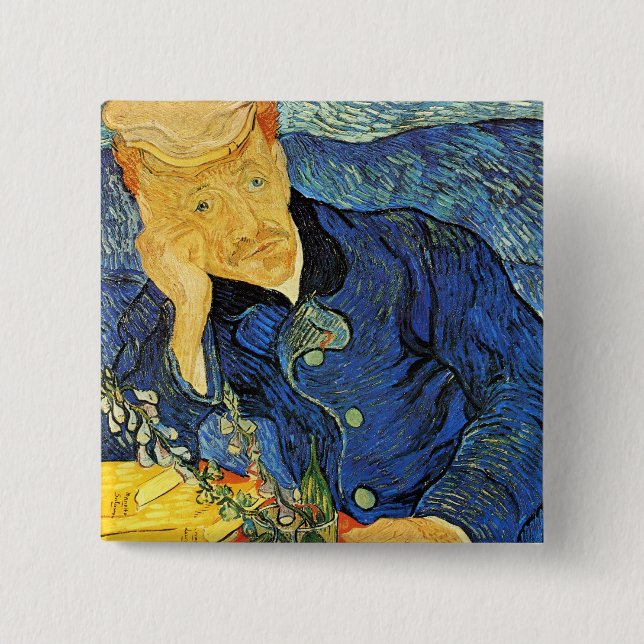 Dr. Paul Gachet Portrait, Vincent Van Gogh 15 Cm Square Badge (Front)