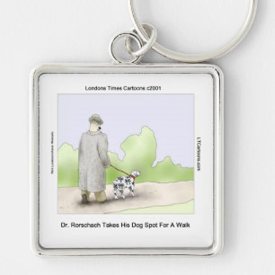 Dr Rorschach Takes Dog Spot 4 A Walk Funny Key Ring