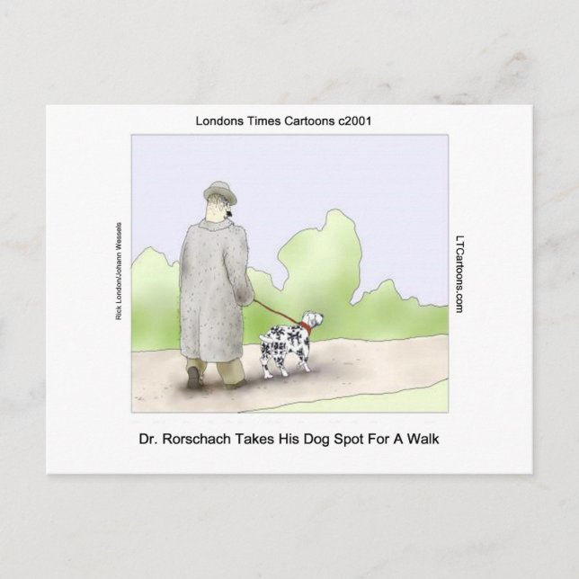 Dr Rorschach Takes Dog Spot 4 A Walk Funny Postcard (Front)