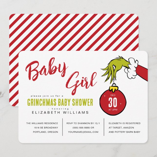 Dr. Seuss | Baby Girl Grinch Baby Shower (Front/Back)