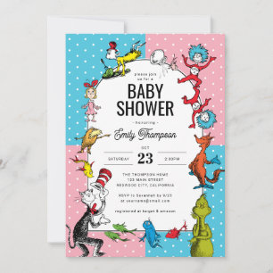 Dr. Seuss - Book Characters   Pastel Baby Shower Invitation