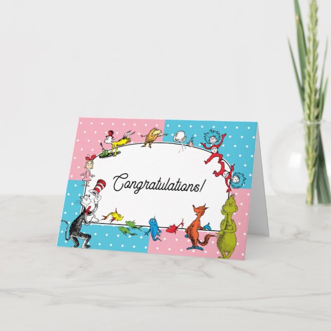 Dr. Seuss Book Characters | Pastel Congratulations Card (Front)