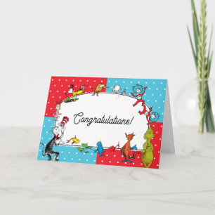 Dr. Seuss Book Characters Pastel Congratulations Card