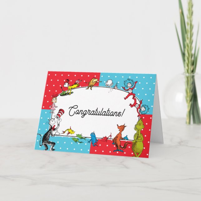 Dr. Seuss Book Characters | Pastel Congratulations Card (Front)