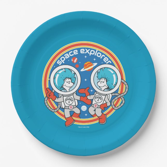Dr. Seuss | Cadet One Cadet Two Space Explorer Paper Plate (Front)