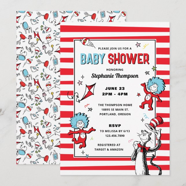 Dr. Seuss - Cat in the Hat | Baby Shower Invitation (Front/Back)