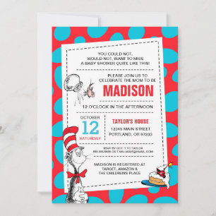 Dr. Seuss   Cat in the Hat Baby Shower Invitation