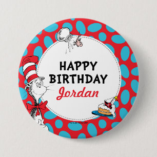 Dr. Seuss Cat in the Hat Birthday 7.5 Cm Round Badge