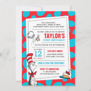 Dr. Seuss Cat in the Hat Birthday Add A Photo Invitation