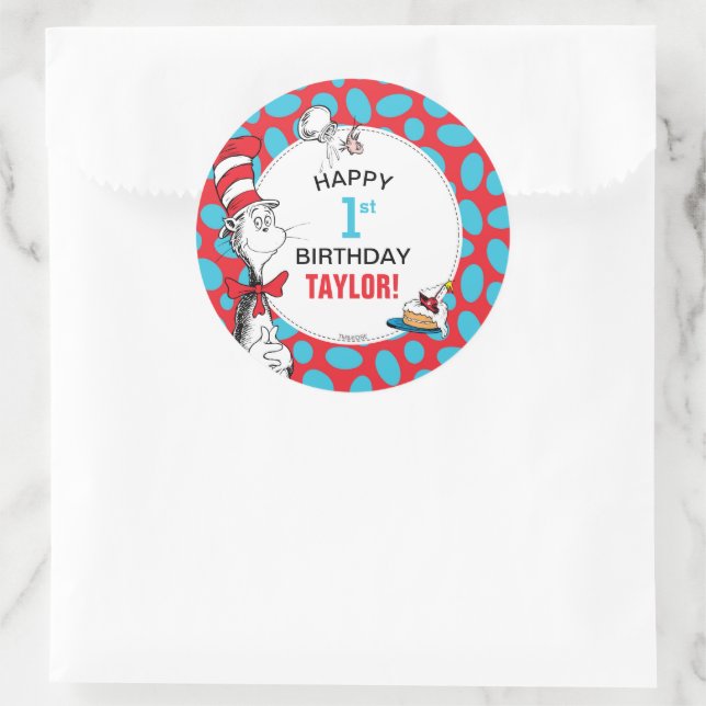 Dr. Seuss | Cat in the Hat Birthday Classic Round Sticker (Bag)