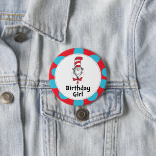Dr. Seuss Cat in the Hat Birthday Girl 7.5 Cm Round Badge